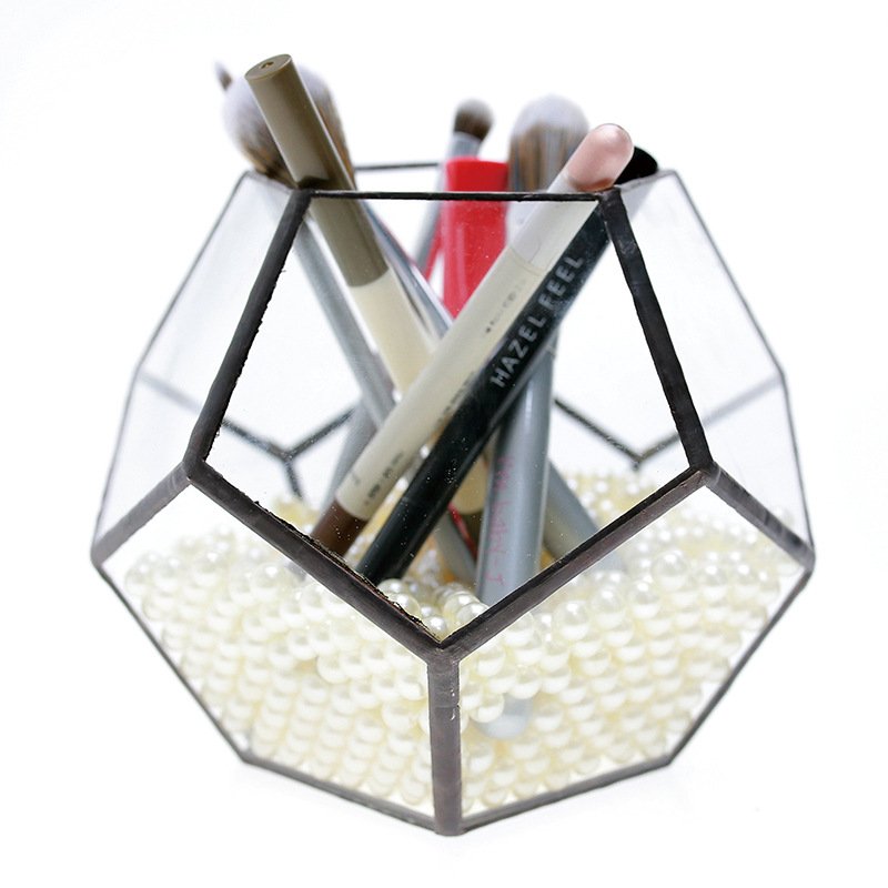 New arrival hexagon separators Creative Glass Cake Cookie Candy Display Jar Flower decoration model Party Wedding table ornament