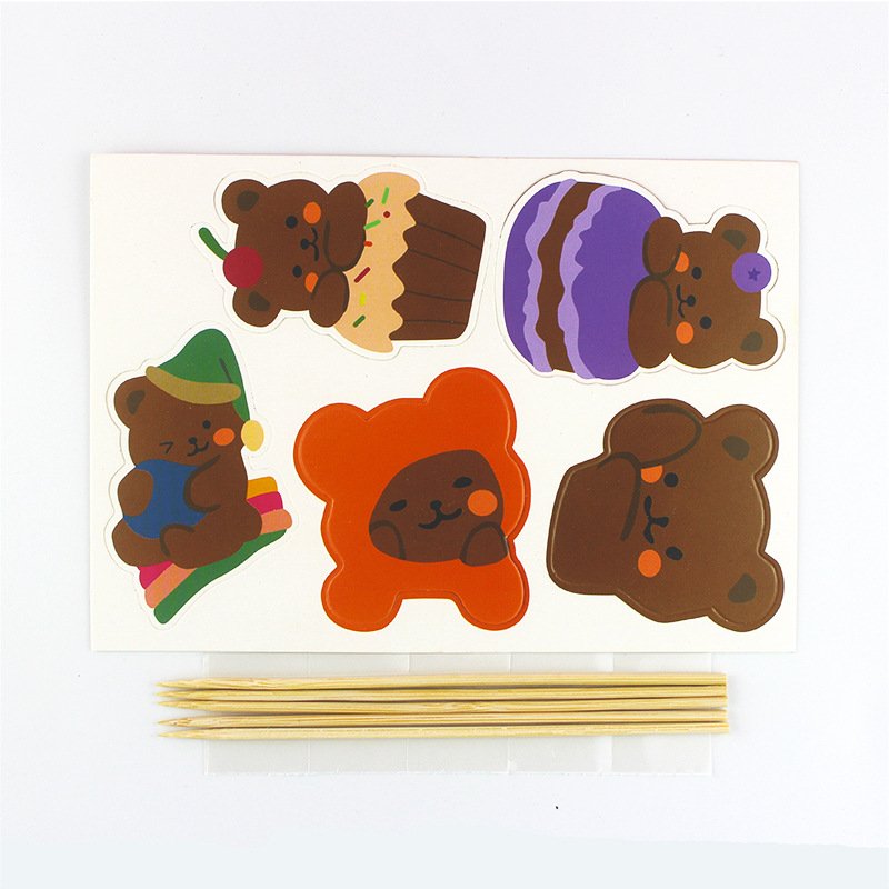 Factory directly sale cartoon bear cake decorative plug-in cake topper for kid birthday party