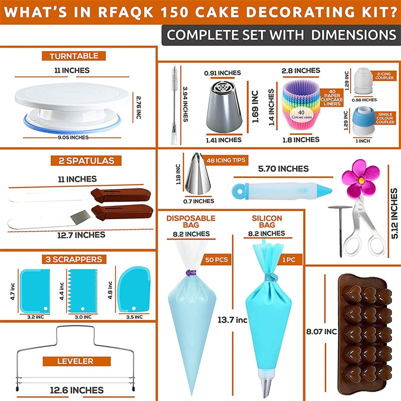 hot sale Cake Decorating supplies 150pcs Cake Tools set with Cake Leveler Turntable Stan Tools supplies