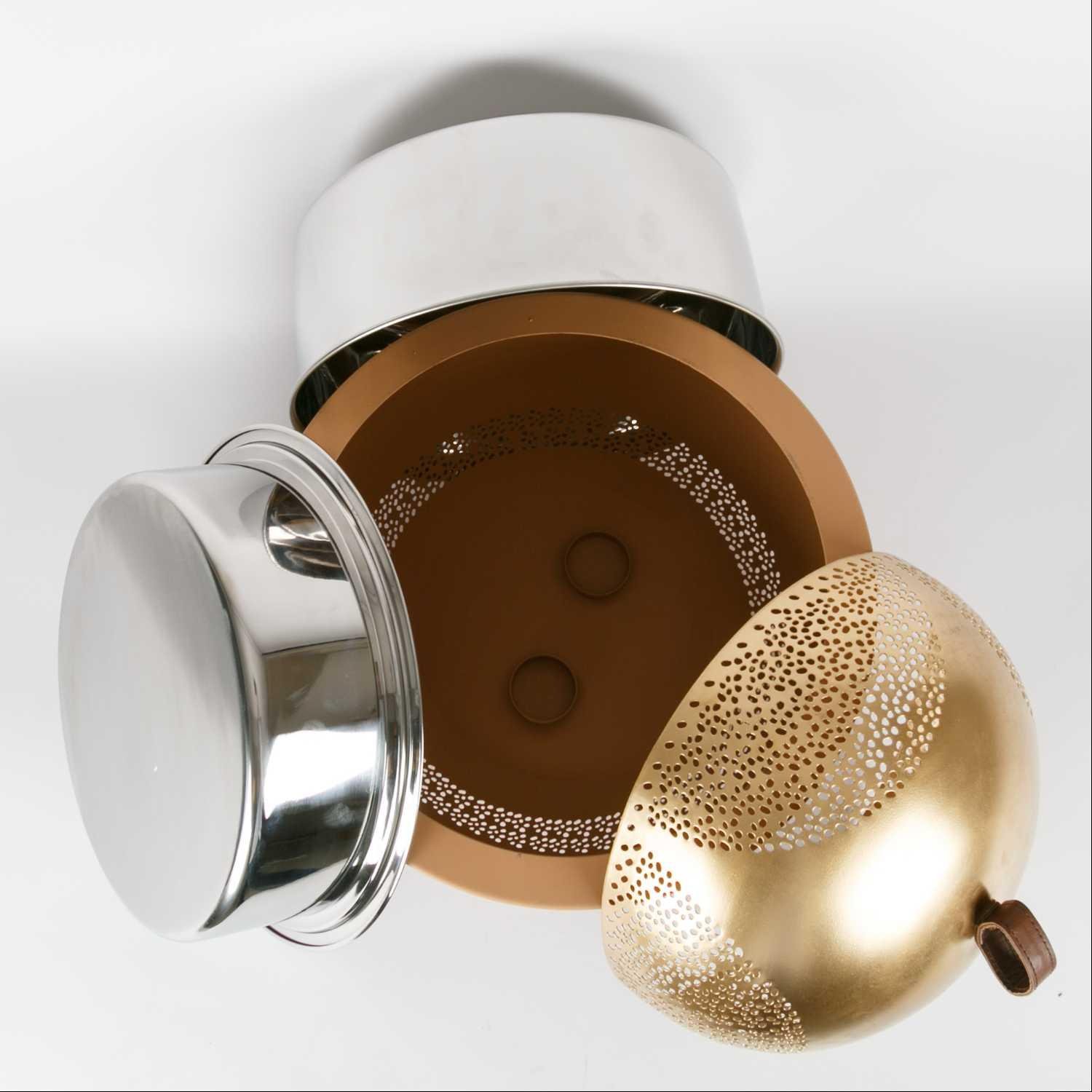 Round Copper Casserole with Lid in Gold and Pink Color with Handi Bowl Design Perfect for Food Storage in Kitchenware