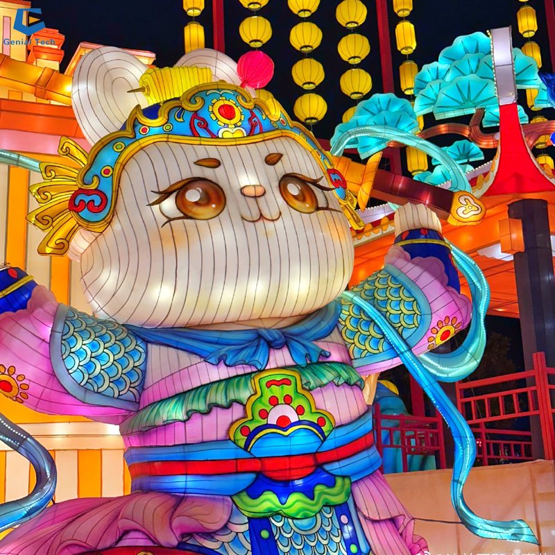 Amusement Park Theme Flying Lantern Chinese Zigong Lantern Factory Customized Silk Lantern For Halloween