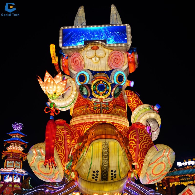 Amusement Park Theme Flying Lantern Chinese Zigong Lantern Factory Customized Silk Lantern For Halloween