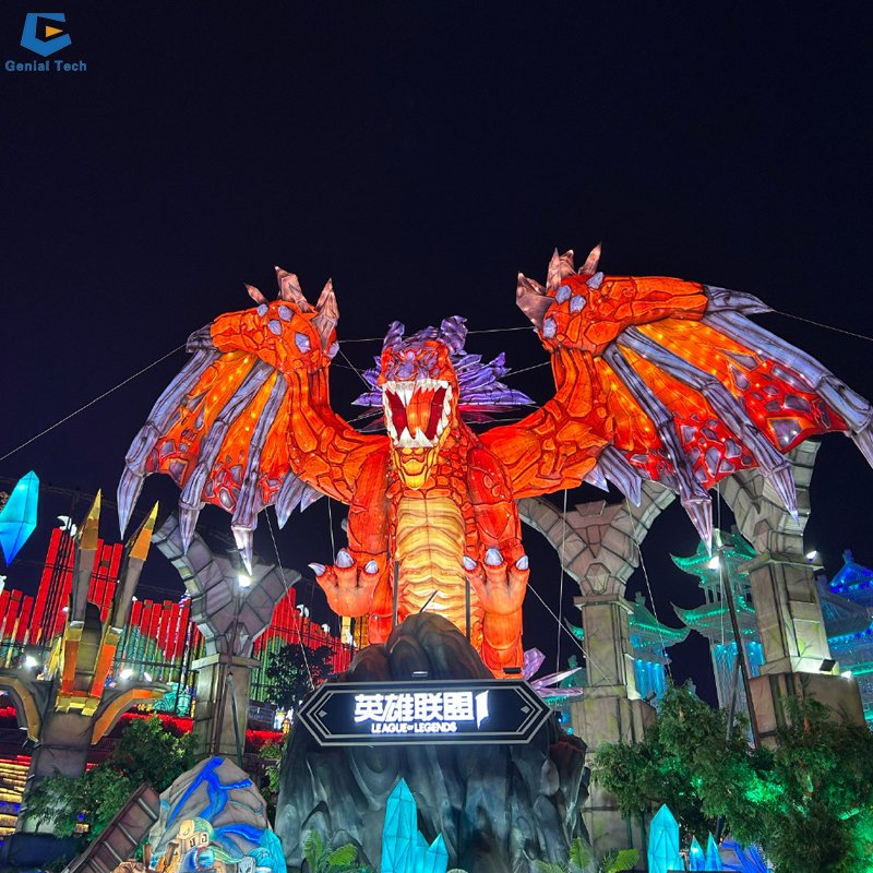 Amusement Park Theme Flying Lantern Chinese Zigong Lantern Factory Customized Silk Lantern For Halloween