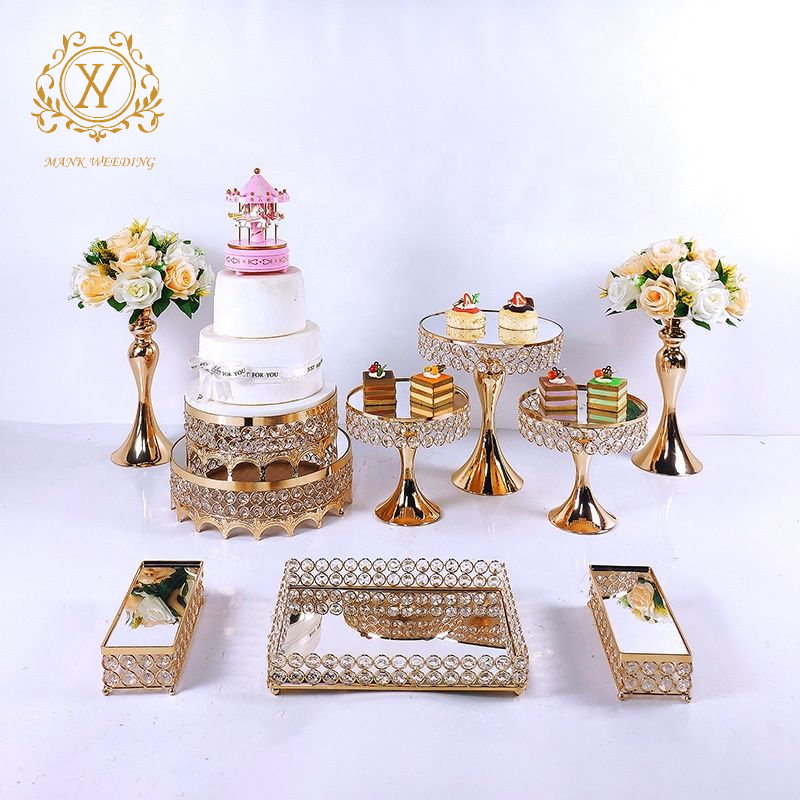 Sparkling Rhinestones Cake Stand Set Gold Dessert Table Display Set Cake Decorating Supplies Wedding Decoration