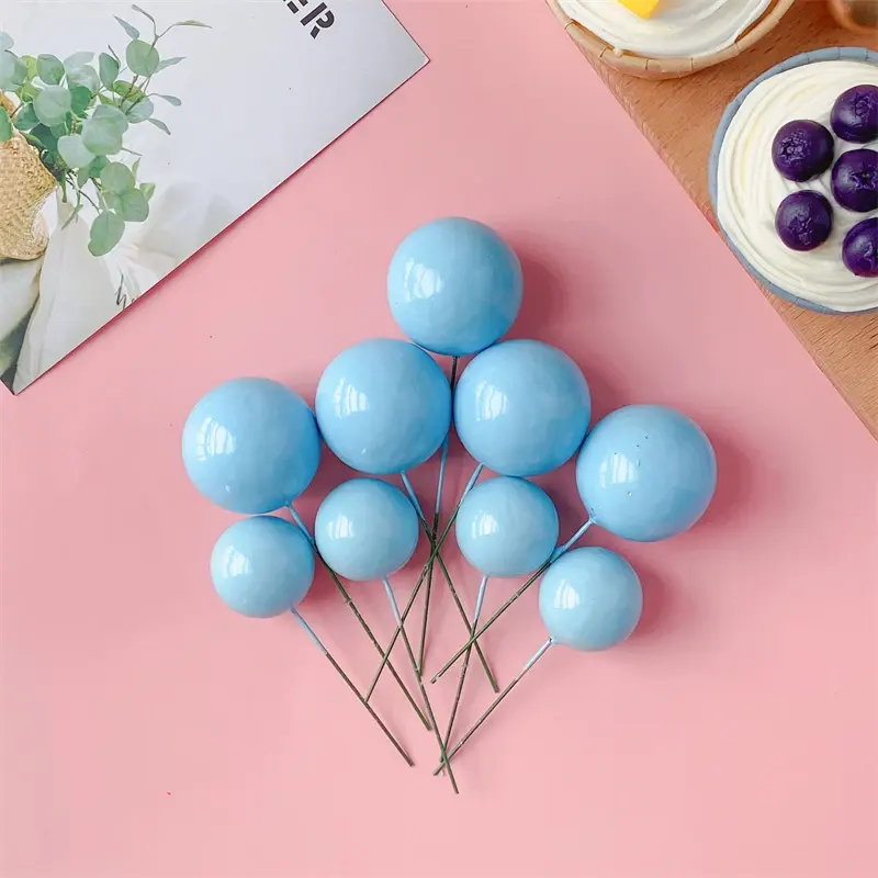 2024 NEW 20pcs/pack foam balls Happy Birthday Cake Toppers Funny Wedding Cake Toppers faux balls for Christmas Cake Toppers