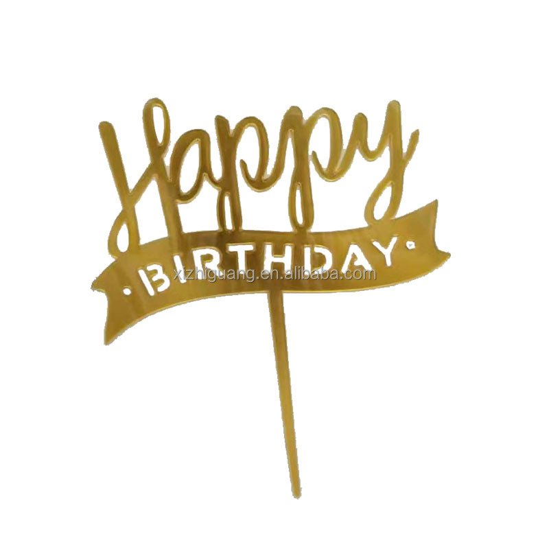 Customize New Arrival Mirror Acrylic Cake Topper Creative Styles Happy Birthday Christmas Graduation Easter Halloween New Year