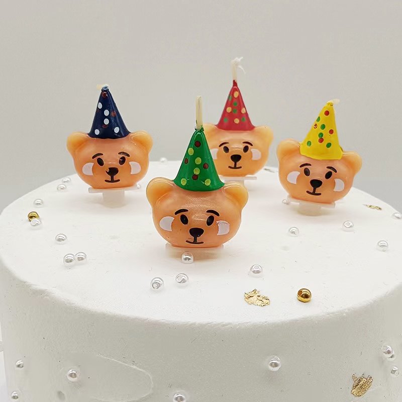 Wholesale 3D Cake Decorating Supplies Bear Candle Hot Selling Smokeless Party Little Bear Cartoon Birthday Cake Candles