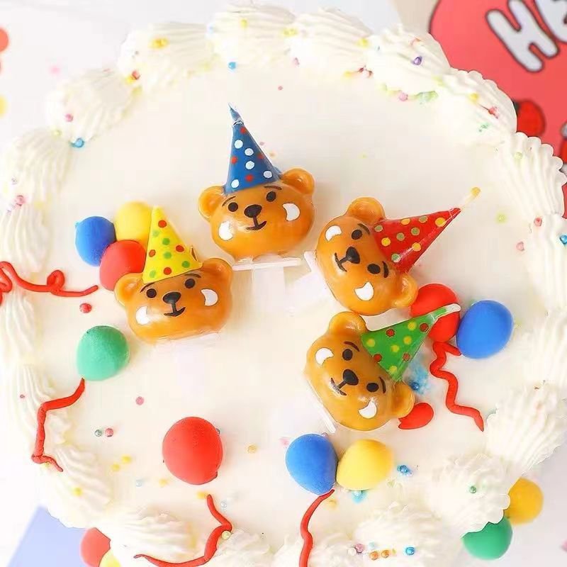Wholesale 3D Cake Decorating Supplies Bear Candle Hot Selling Smokeless Party Little Bear Cartoon Birthday Cake Candles