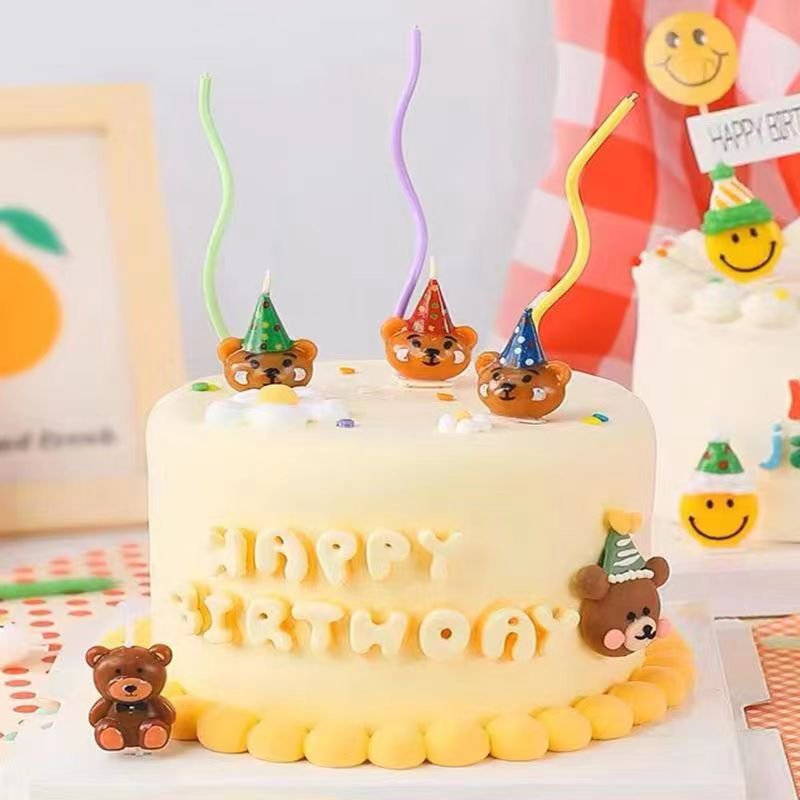 Wholesale 3D Cake Decorating Supplies Bear Candle Hot Selling Smokeless Party Little Bear Cartoon Birthday Cake Candles
