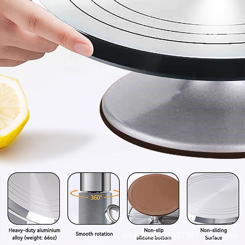 Aluminium Alloy Revolving Cake Stand 12 Inch Rotating Cake Turntable for Cake Cupcake Decorating Supplies