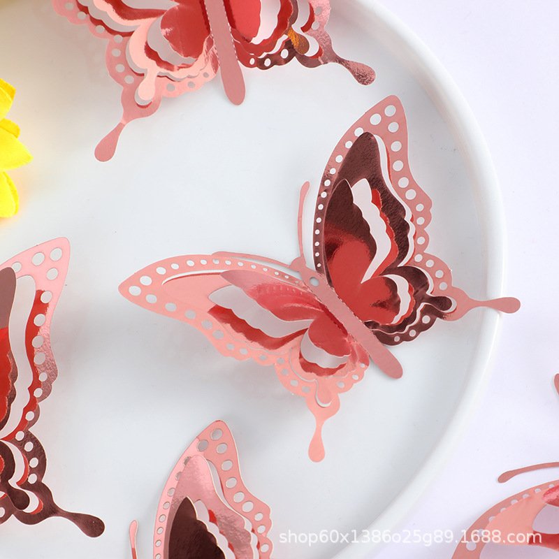 3D Gradient Butterfly Wall Decor Cake Decoration DIY Home Baby Shower Birthday Party Decoration Supplies