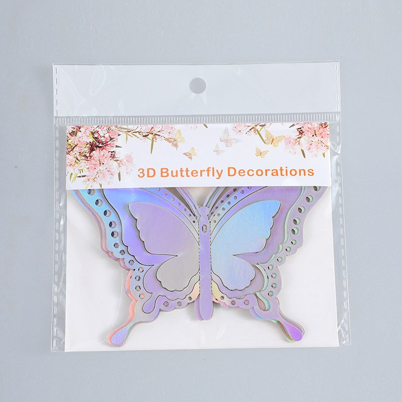 3D Gradient Butterfly Wall Decor Cake Decoration DIY Home Baby Shower Birthday Party Decoration Supplies