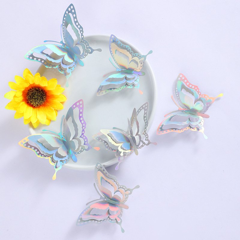 3D Gradient Butterfly Wall Decor Cake Decoration DIY Home Baby Shower Birthday Party Decoration Supplies