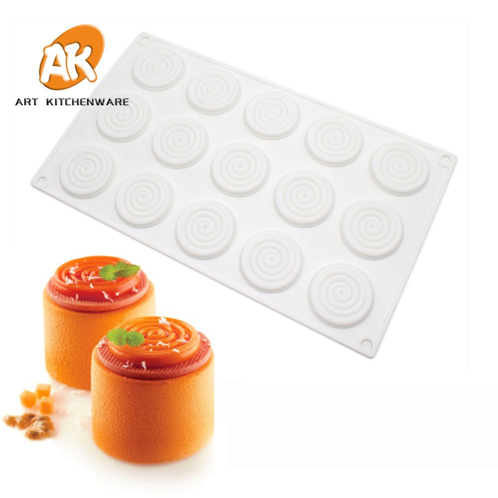 AK Helicoid Shape Mousse Molds Silicone Chocolate Candy Mould Pastry Baking Tools Cake Decorations MC-46