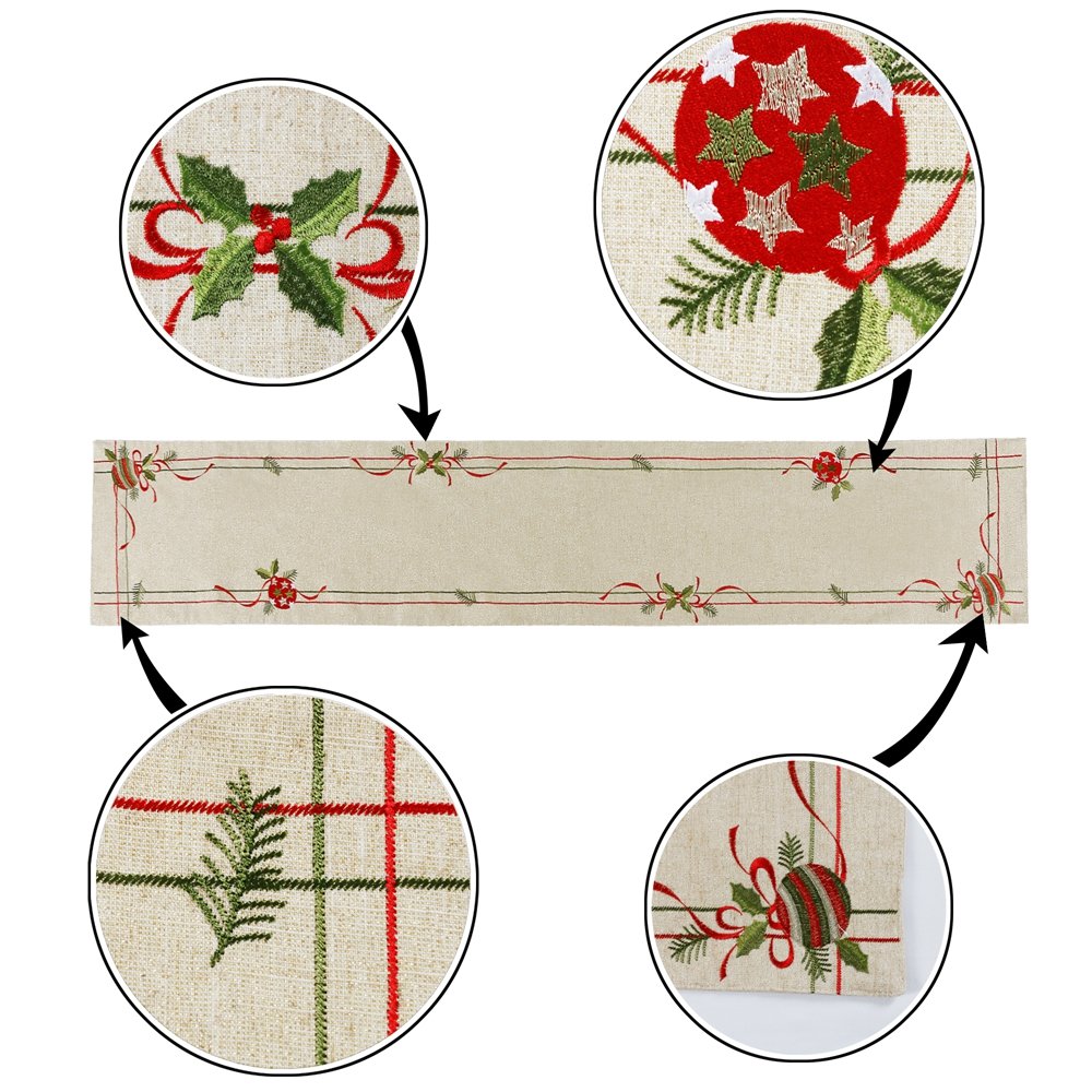 OWENIE Gold Embroidered Glitter Shiny Fabric Sitting Room Decorating Christmas Gift embroidery table runner