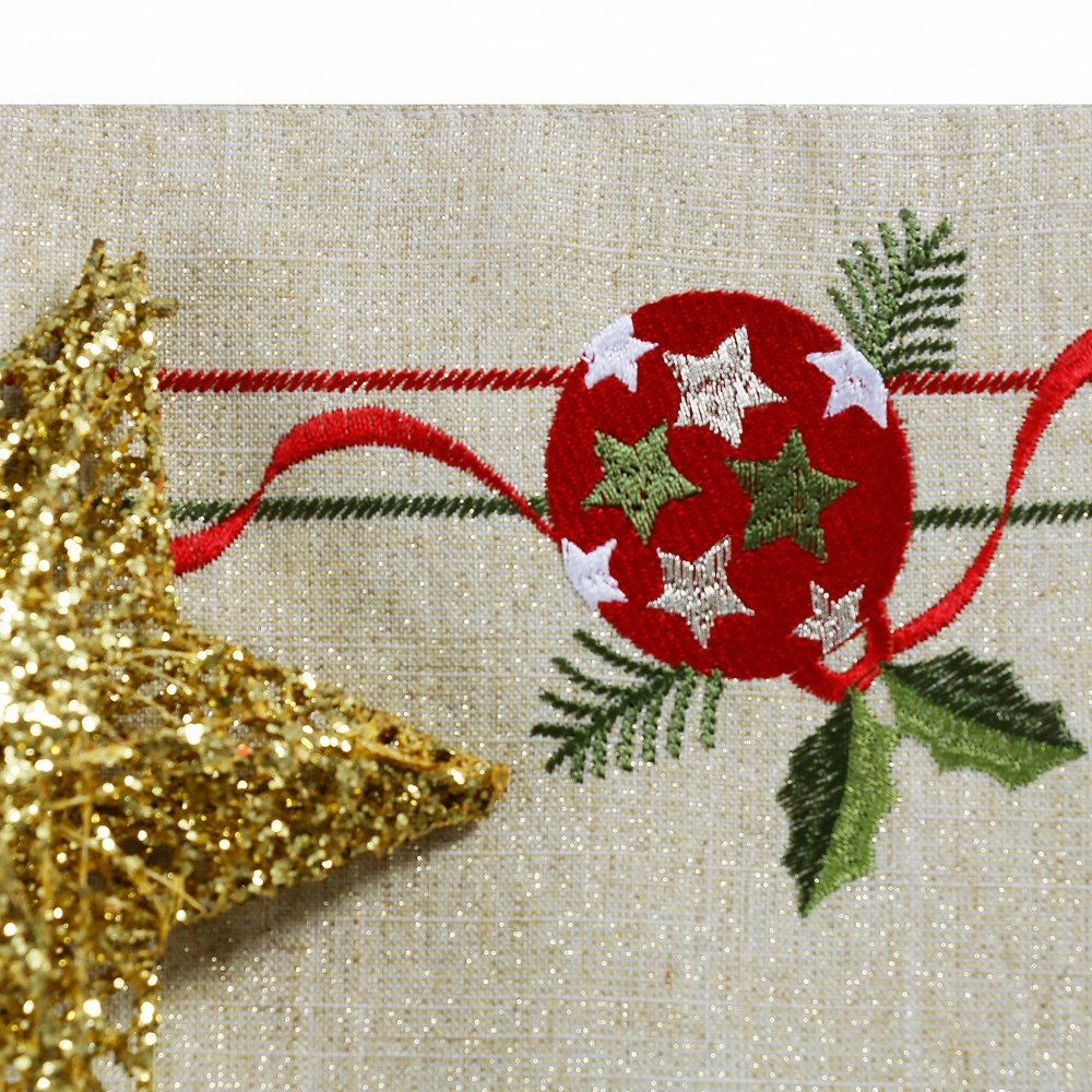 OWENIE Gold Embroidered Glitter Shiny Fabric Sitting Room Decorating Christmas Gift embroidery table runner