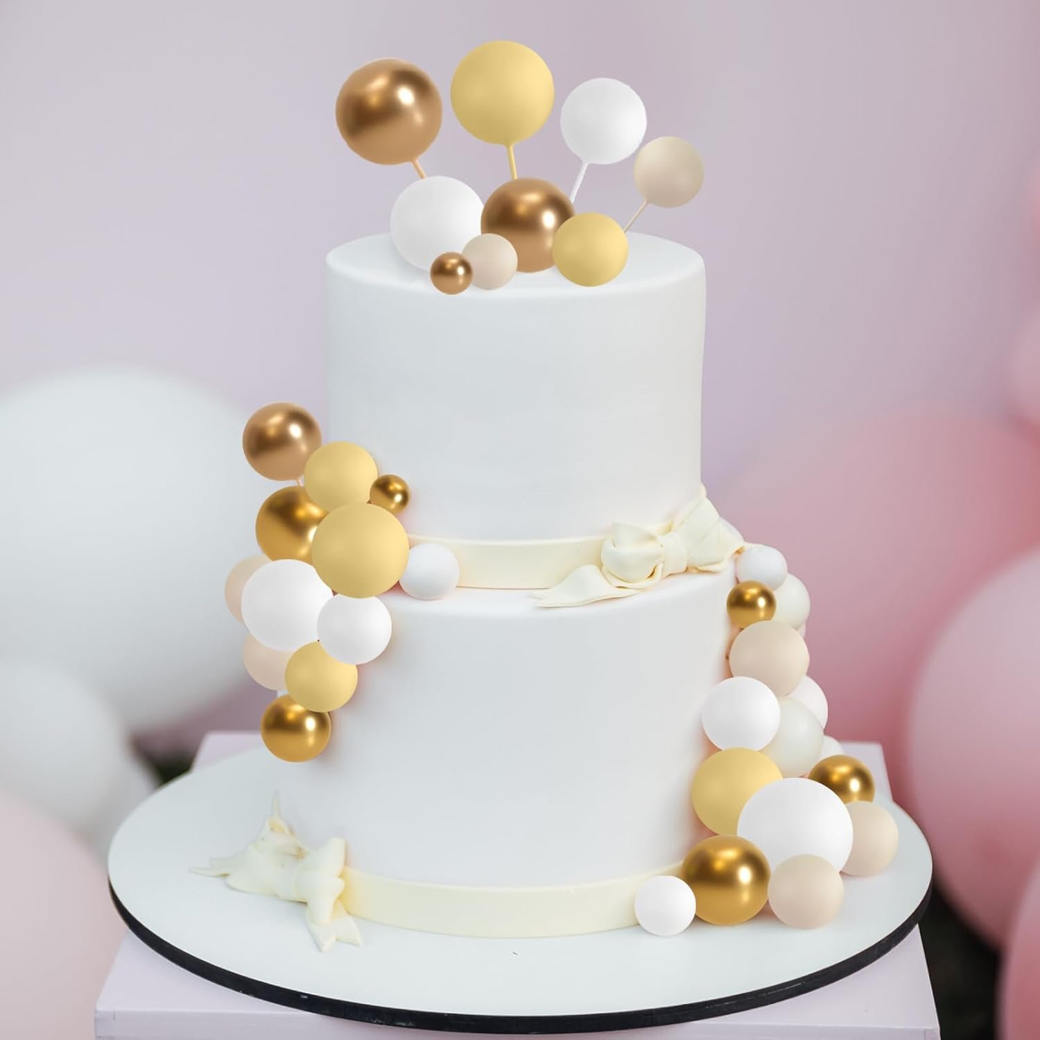 Ball Cake Topper Decorations Mini Balloons Cake Topper Sticks Foam Balls Cake Picks Cake Topper Balls Cake Decorations 32PCS