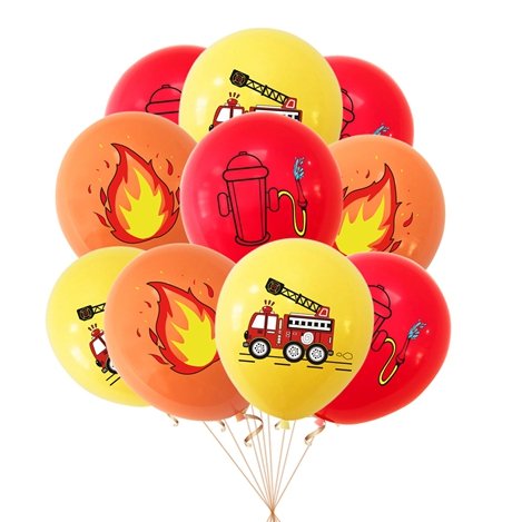 Birthdays Decorations Fire Truck Theme Party Kids Happy Birthday Banner Cupcake Toppers Latex Balloons Boys Birthday Party X4002