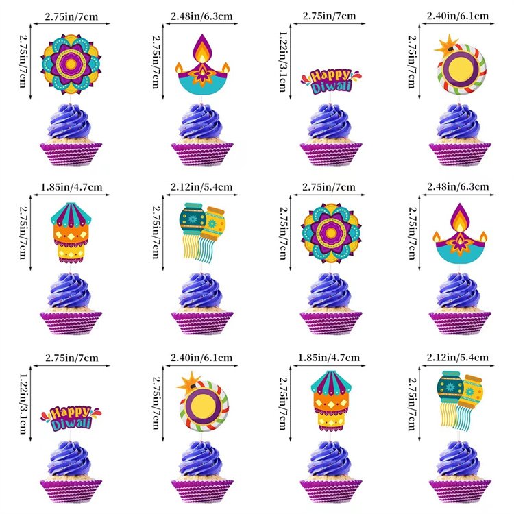 Youlun Wholesale India Light Festival Party Decoration Supplies Deepavali Firework Cake Toppers Banner Hanging Swirls Kit