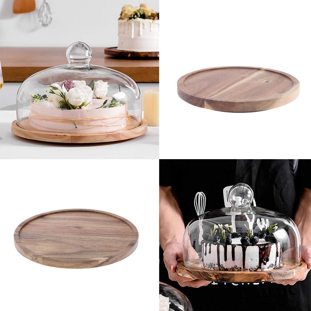 Hot selling Acacia Desert Wedding Cake Stand Wooden Cake Supplies Dome Glass Cover Home Kitchen Decor Donuts Desserts