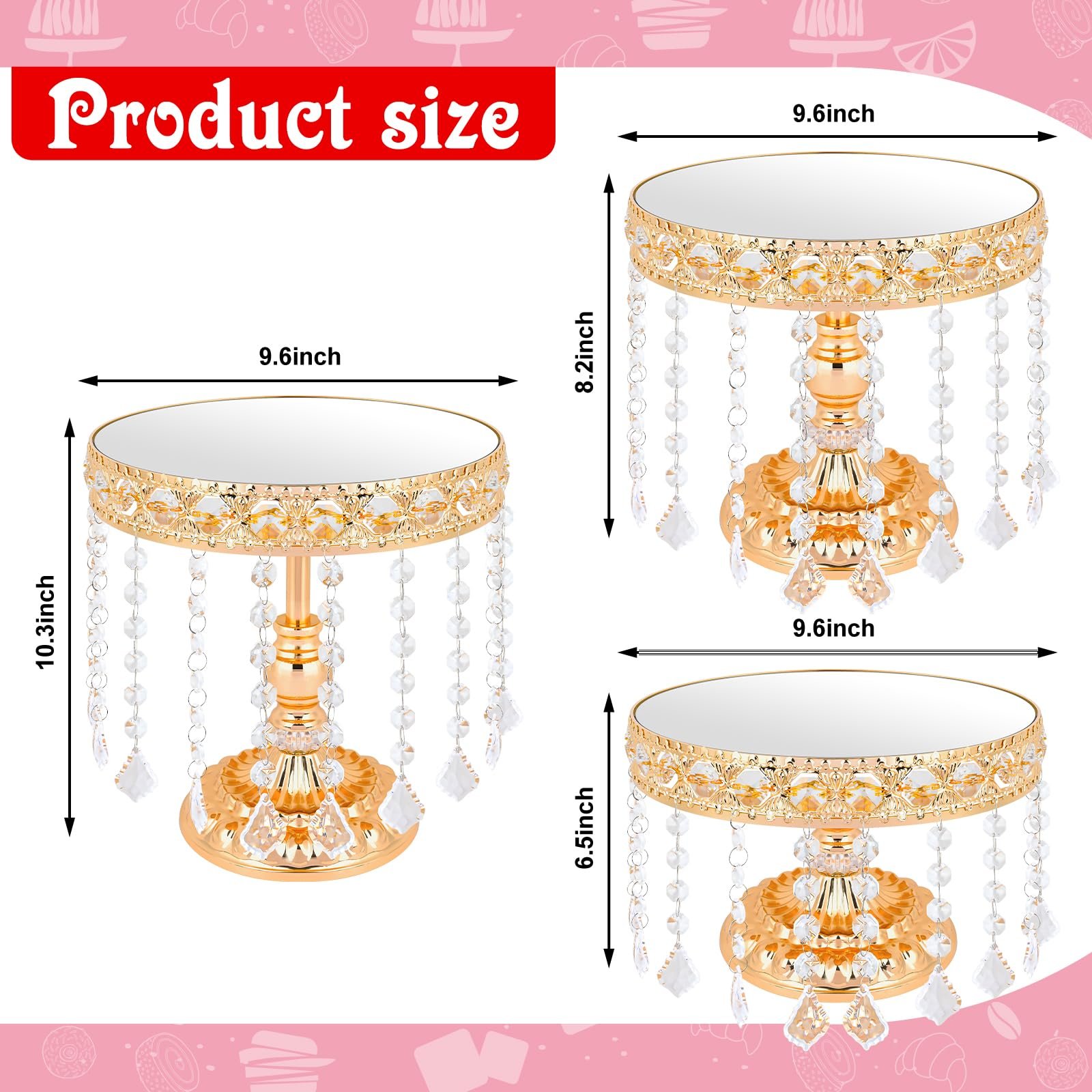 Romantic Cake Stand Party Decoration Cake Stand With Lid Wedding Faux Crystal Chandelier Style Drape Suspended Cake Swing