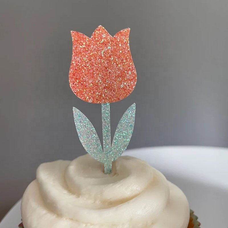 Ychon Mother's Day Party Decoration Cake Topper Set Flower Birthday Party Decoration Cake Topper