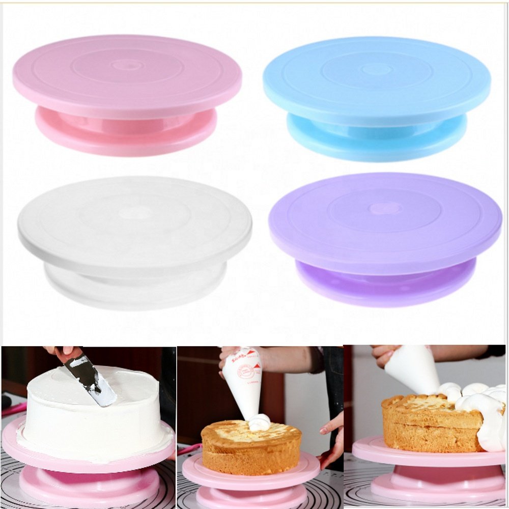 DIY Cake Turntable Baking Silicone Mold Plate Rotating Round PP plastic Cake Decorating Tools Rotary Table Pastry Supplies Cake