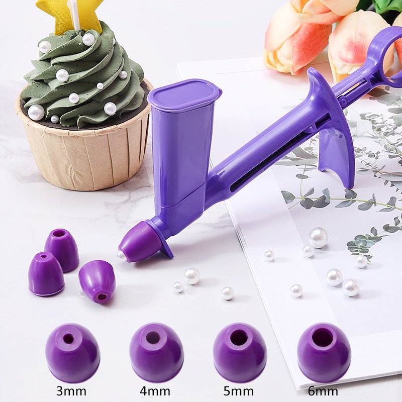 DIY baking kit 4-piece cake pearl applicator round sugar beading gun dessert decorating kit cake mold tool baking tool