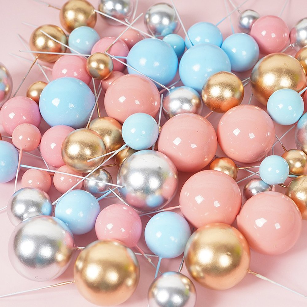 20pcs/bag Metal Glitter Cake Topper Ball Set 2cm-4cm Spheres Faux Balls Cake Toppers For Wedding Birthday Party Decorations