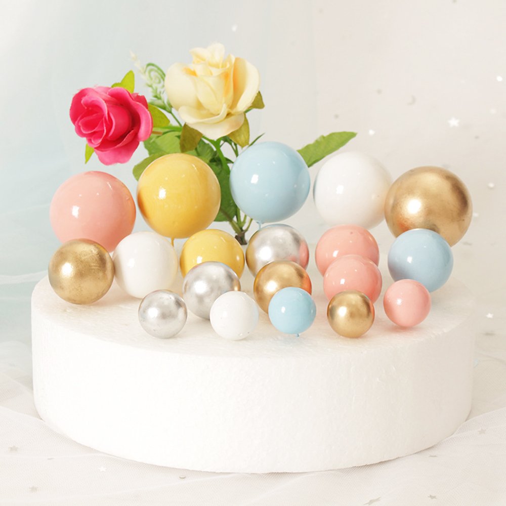 20pcs/bag Metal Glitter Cake Topper Ball Set 2cm-4cm Spheres Faux Balls Cake Toppers For Wedding Birthday Party Decorations
