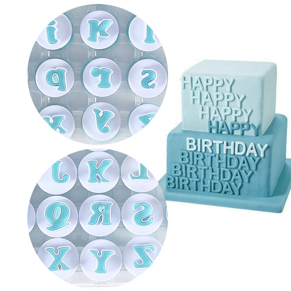 26 Upper and lower case alphanumeric cookie spring press mold fondant cake printing baking cake baking and cake decorating tools