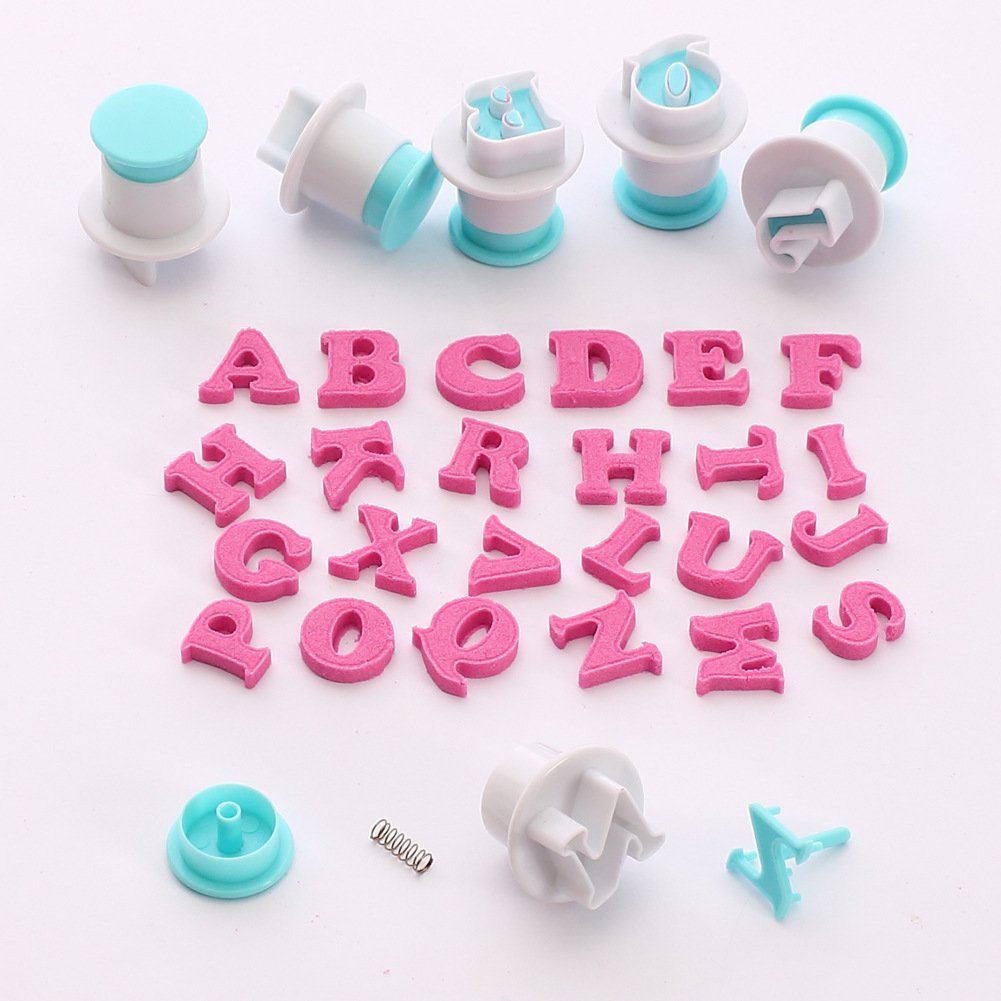 26 Upper and lower case alphanumeric cookie spring press mold fondant cake printing baking cake baking and cake decorating tools