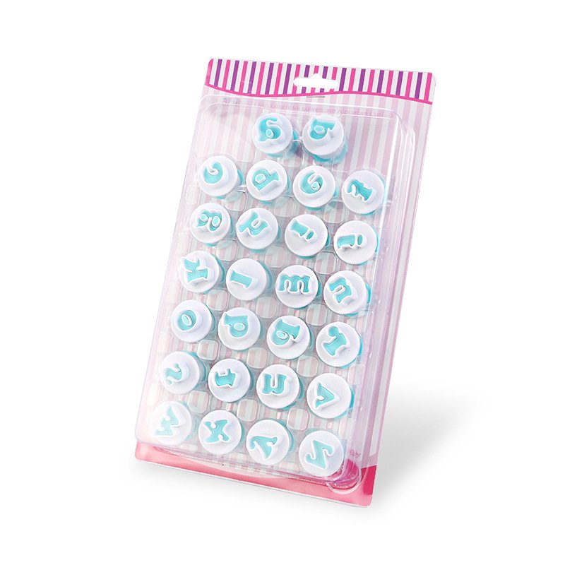 26 Upper and lower case alphanumeric cookie spring press mold fondant cake printing baking cake baking and cake decorating tools