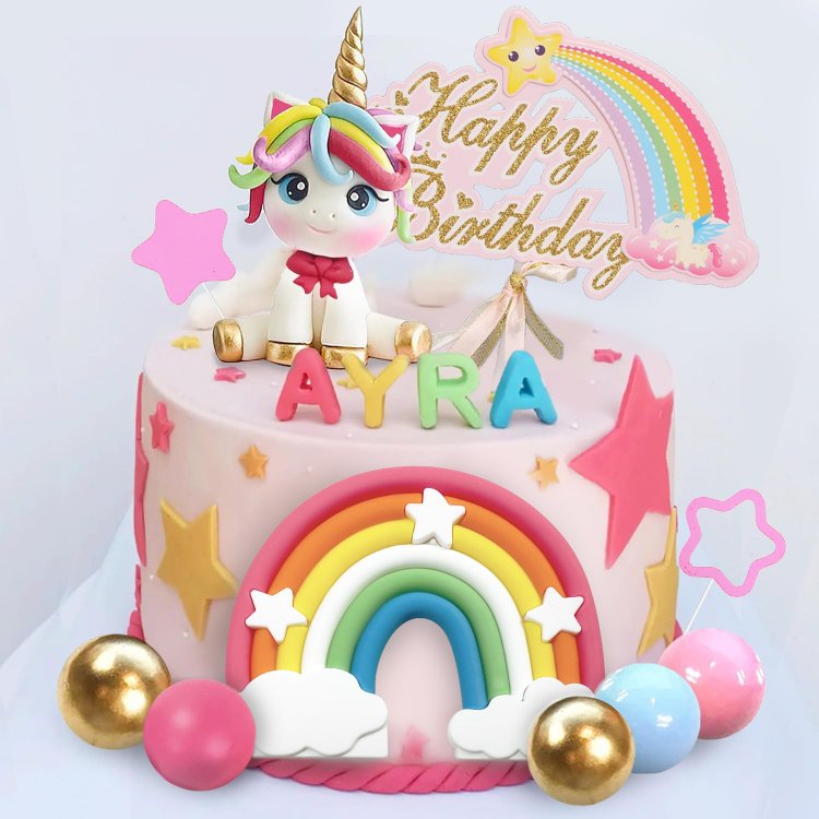Unicorn Cake Topper Rainbow Cake Decorations for Boys Girls Kids Birthday Party Baby Shower Supplies
