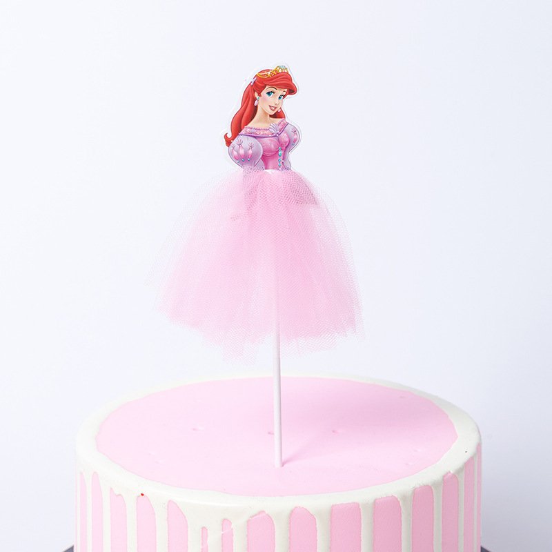 Homesun Princess Cake Decoration topper cartoon Flag for Baby Shower Happy Birthday party dessert table Supplies