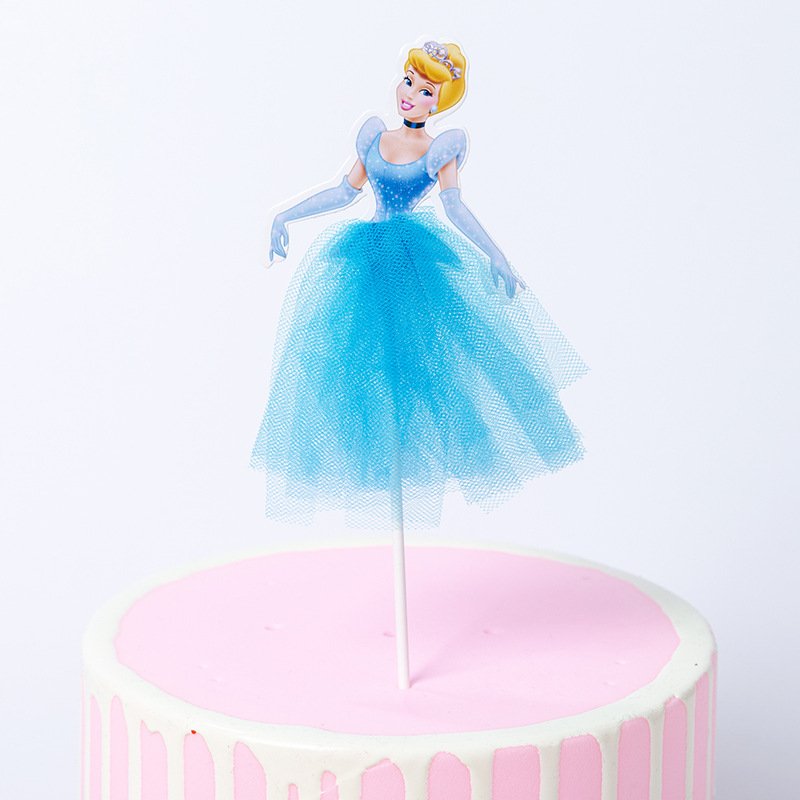 Homesun Princess Cake Decoration topper cartoon Flag for Baby Shower Happy Birthday party dessert table Supplies