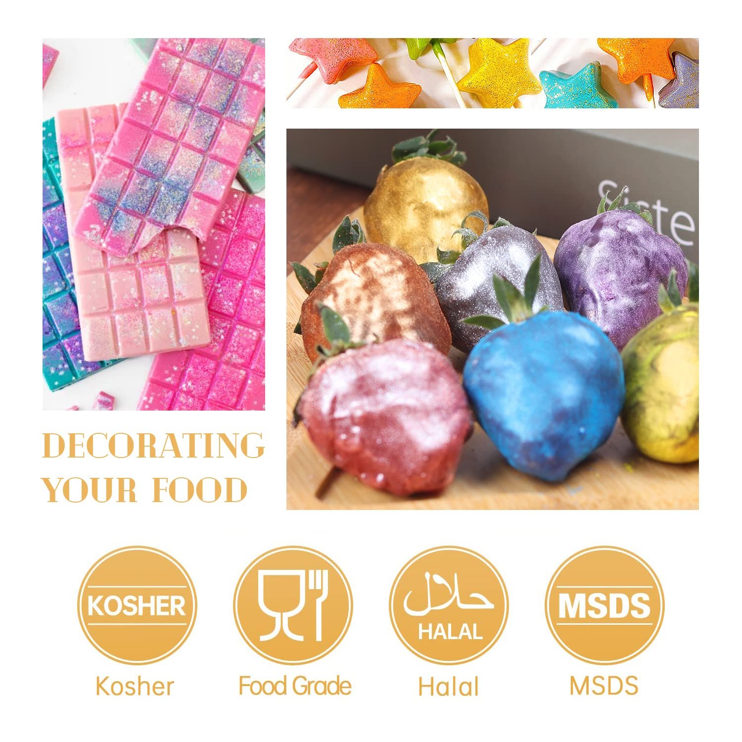 Baking Supplies Wholesale Food Grade Edible Glitter Powder Dust For Drinks Chocolates Cake Sprinkles