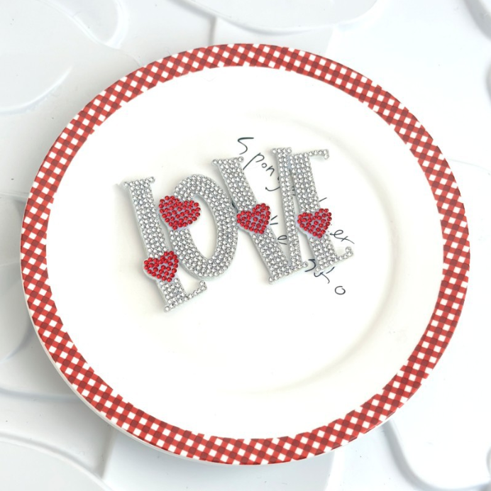 New cake decorating supplies Valentine's Day LOVE flash diamond cake topper Love diamond cake plug-in card