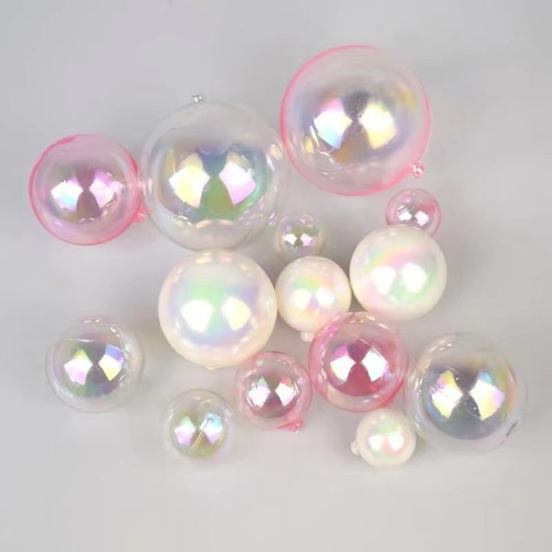 Baking cake decoration, pink colorful transparent ball, white colorful ball, birthday dessert dress up ornament