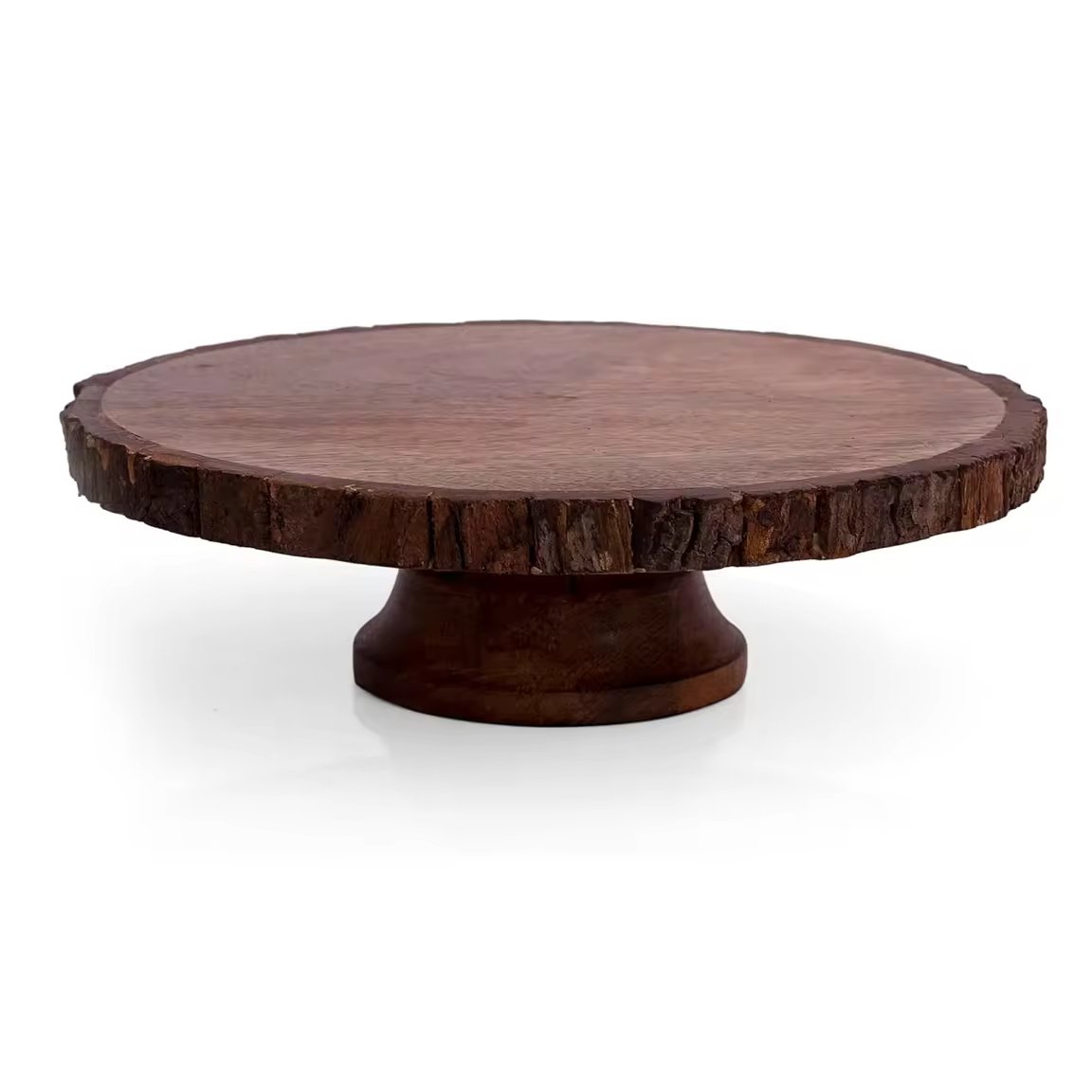 Amazing Design Vintage Cupcake Serving Stand Brown Color Export Quality Clear Glass Lid Tableware Wooden Cake Stand For Event