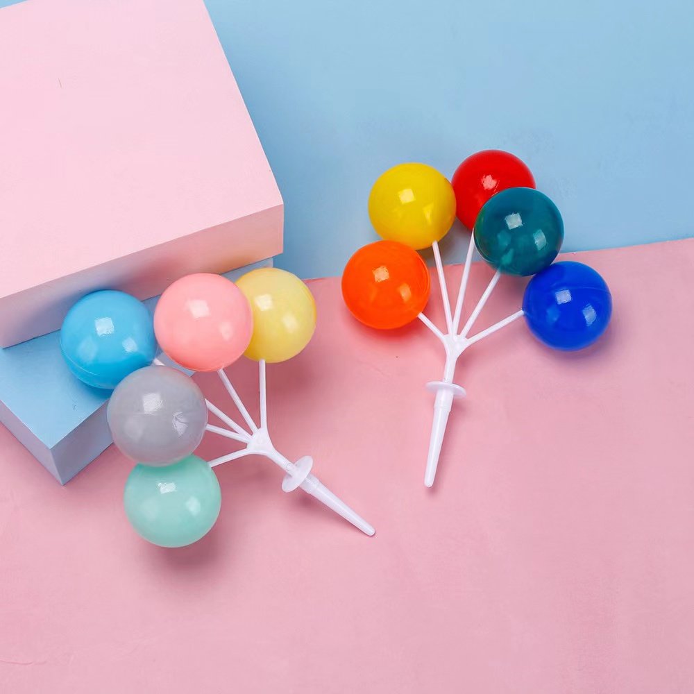 Plastic Colorful Balloon Cake Insert Happy Birthday Party Cake Decorating Supplies 3d Balloon Cake Topper