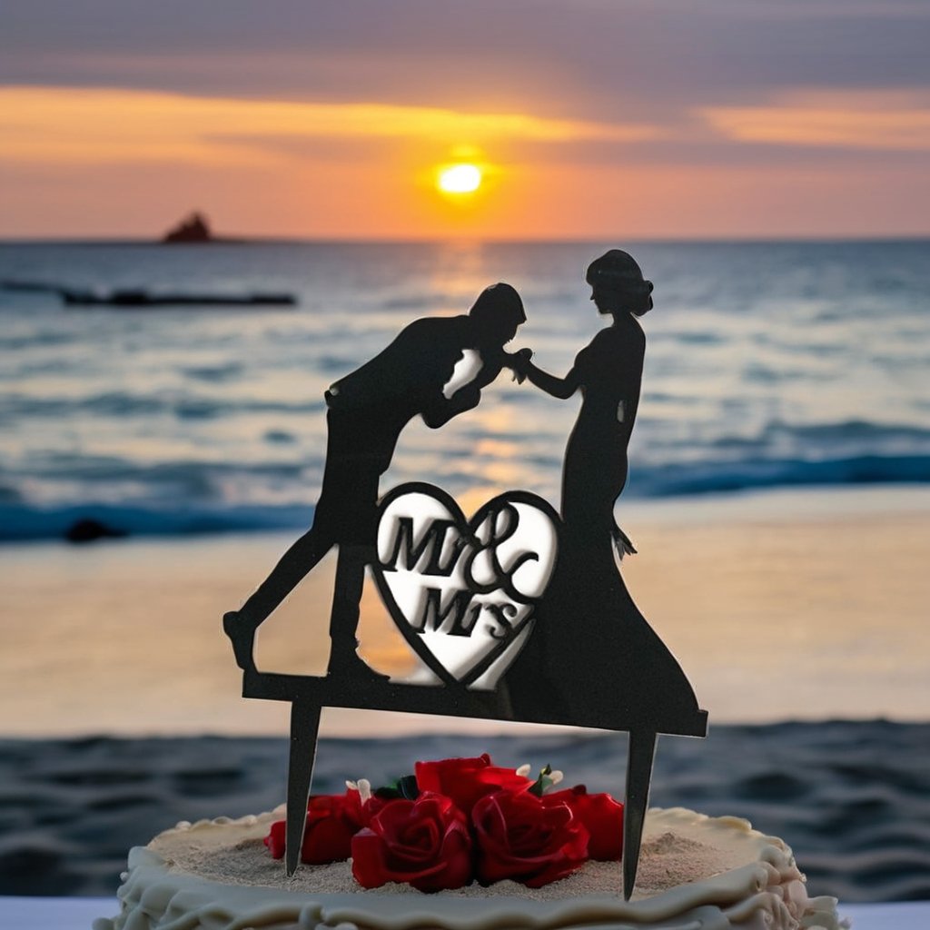 Customizable Size Valentine's Day Acrylic Cake Card for Wedding Proposals Party Dress Up Romantic Baking Cake Decoration Love