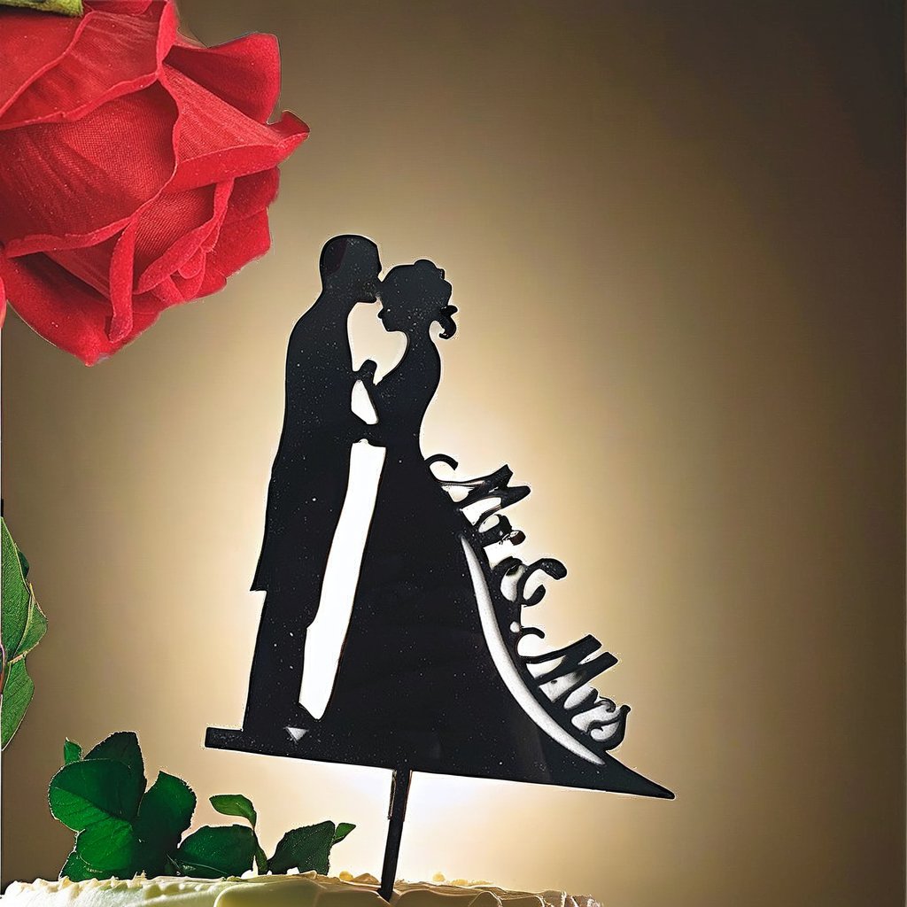 Customizable Size Valentine's Day Acrylic Cake Card for Wedding Proposals Party Dress Up Romantic Baking Cake Decoration Love