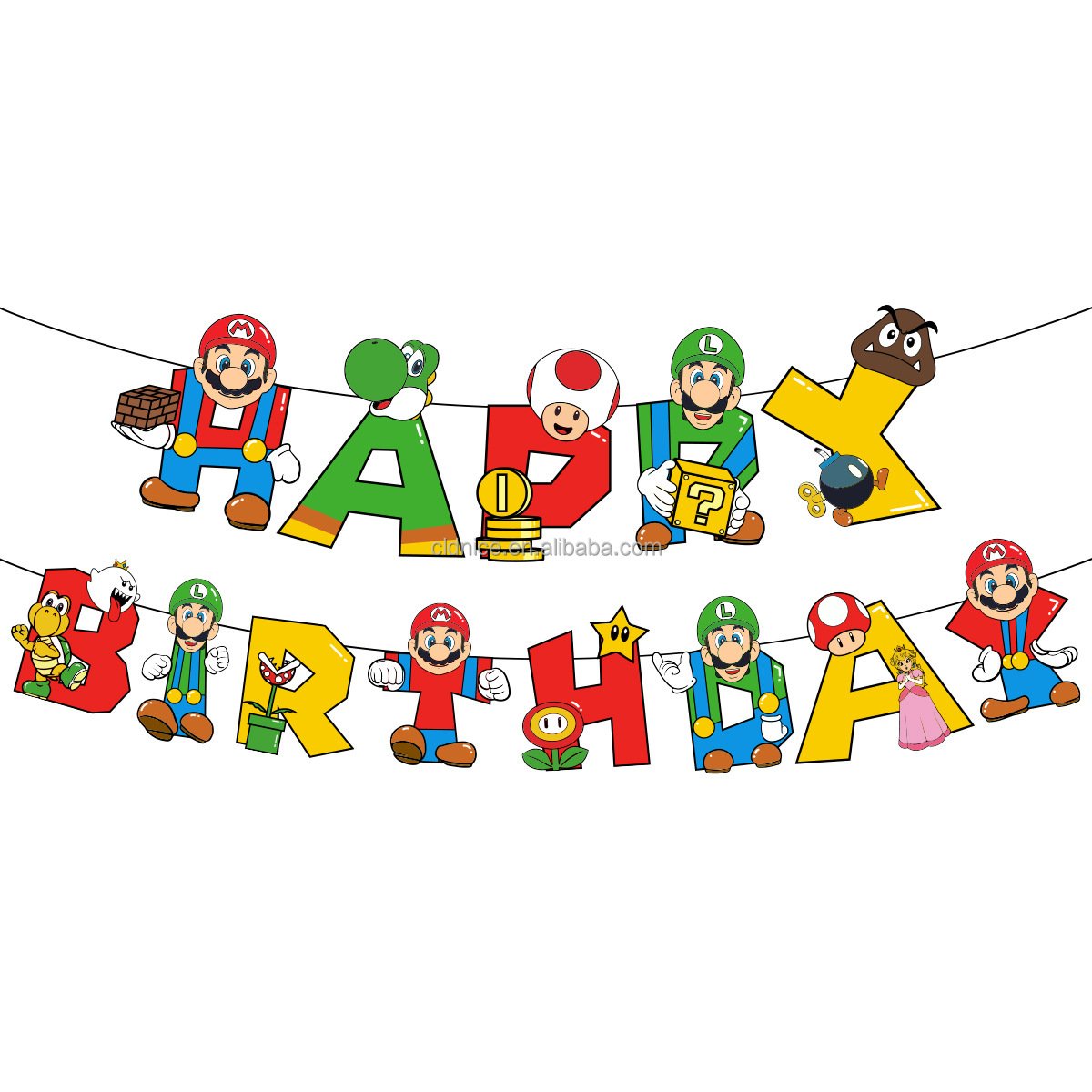Nice Children's Birthday Mario Backdrop Banner Cake Topper Balloons Mario Bros Birthday Party Supplies Favors Decorations