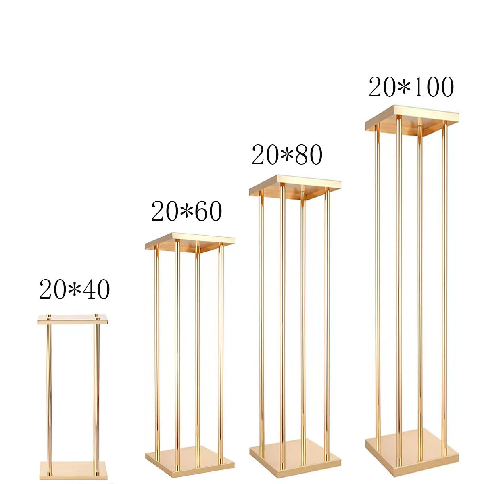 Table Centerpiece Tall Silver Rectangle Gold Wedding Plated Metal Flower Stand for Balcony wedding decoration