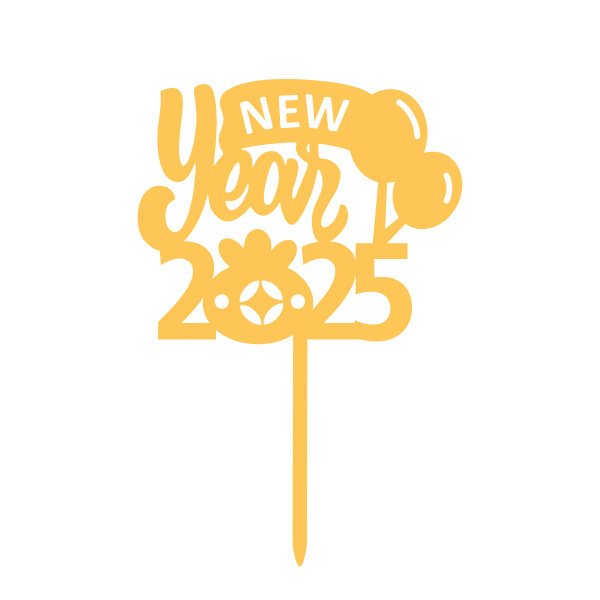 New 2025 Happy New Year Golden Acrylic Cake Topper New Year Party Cake Decoration