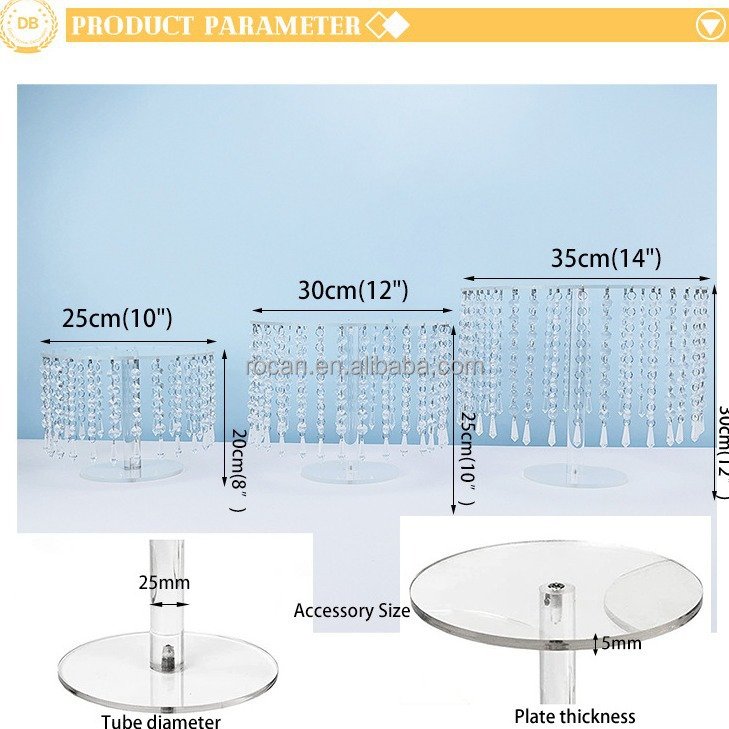 Clear Acrylic Dessert Display Stand clear beads hanging Cake stand for Wedding Birthday Party Decoration