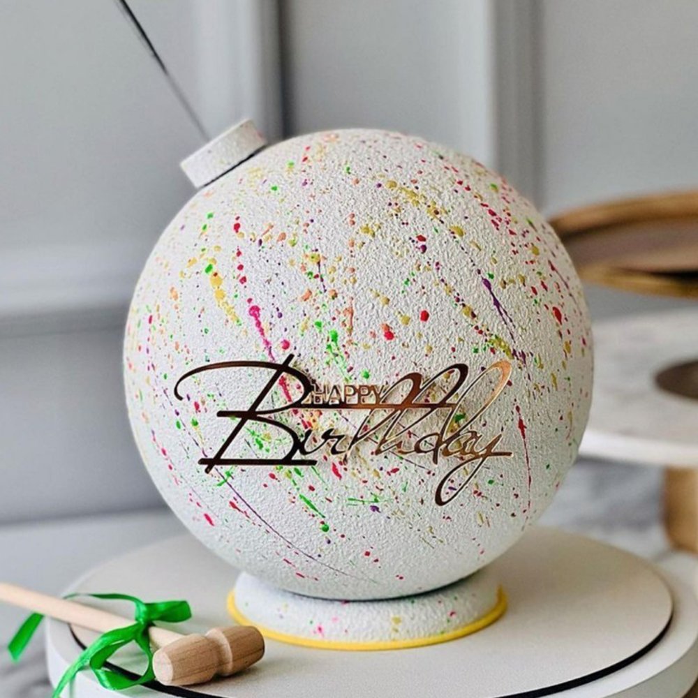 Side Happy Birthday baking card insert gold acrylic plug-in cake accessories decoration supplies
