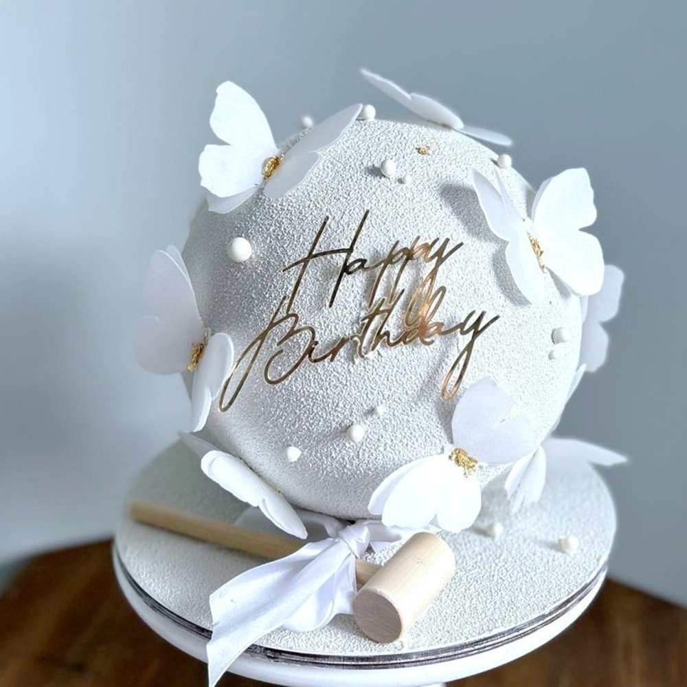 Side Happy Birthday baking card insert gold acrylic plug-in cake accessories decoration supplies