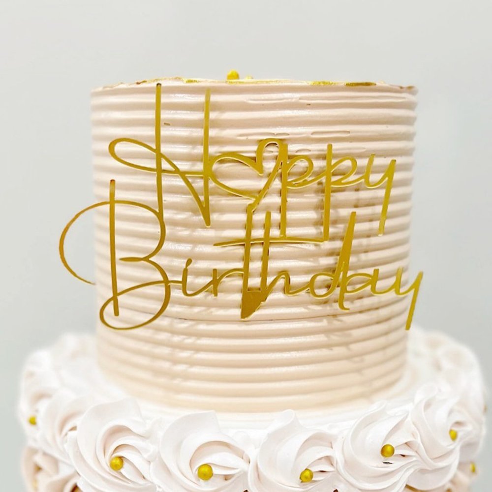 Side Happy Birthday baking card insert gold acrylic plug-in cake accessories decoration supplies